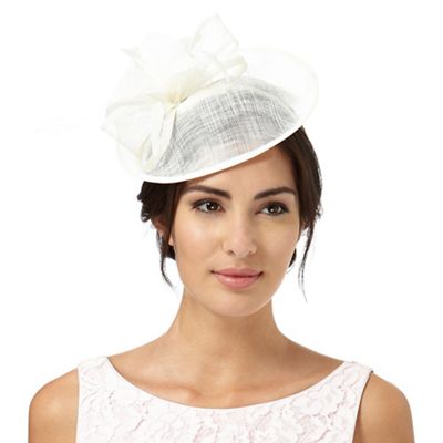 Ivory feather flower saucer fascinator